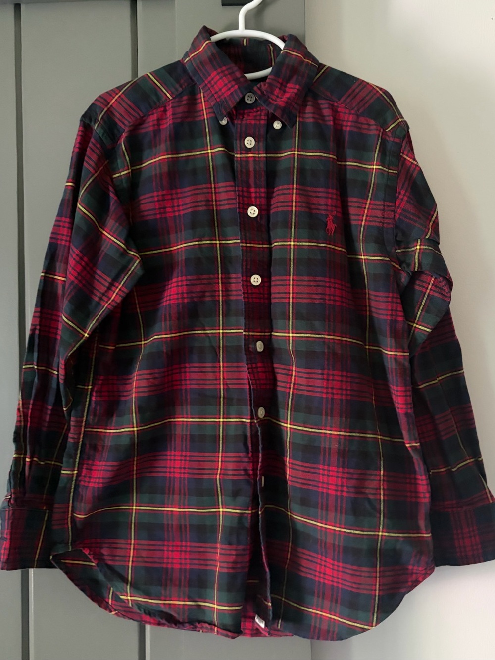 Ralph Lauren Red and Dark Green Plaid Button-Down Shirt